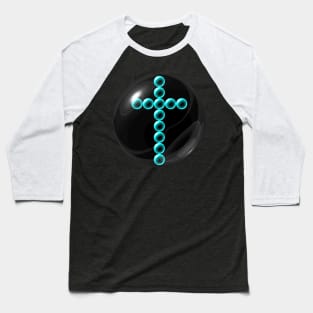 Light Blue Cross in Glass Ball Baseball T-Shirt